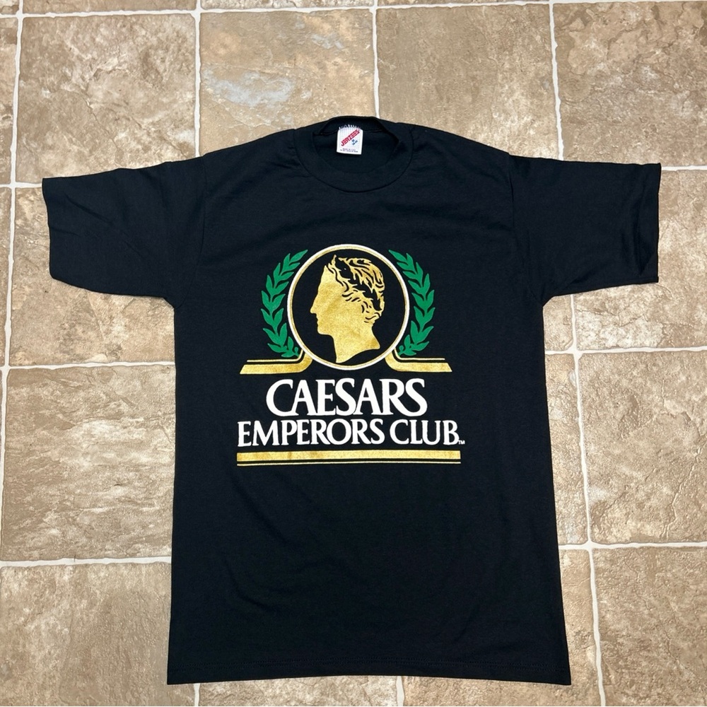 Vintage 1990s Caesars Emperors Club Las Vegas T-Shirt Med Single Stitch /Sleeve